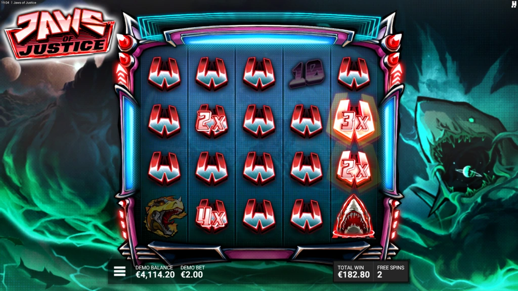 Jaws of Justice - Spreading Multiplier Wilds in Free Spins
